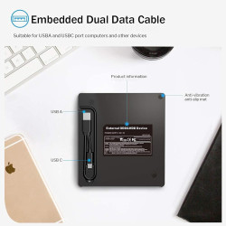 6 en 1 Lecteur CD Externe pour PC, USB 3.0 Type C CD/DVD +/-RW Graveur DVD Externe avec Lecteur de Carte SD/TF, Mince Lecteur DV