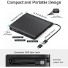 Lecteur CD Externe USB 3.0 et Type-C Portable CD/DVD +/-RW Graveur DVD Externe, Ultra Mince Lecteur DVD Externe pour PC Laptop D