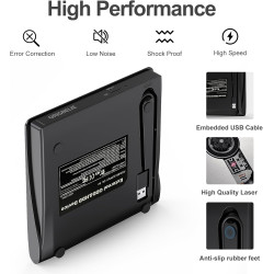Lecteur CD Externe USB 3.0 et Type-C Portable CD/DVD +/-RW Graveur DVD Externe, Ultra Mince Lecteur DVD Externe pour PC Laptop D