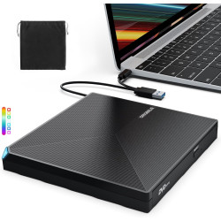 Graveur DVD Externe USB 3.0 Type-C, Plug and Play CD/DVD +/-RW Drive, Mince Lecteur CD DVD Externe pour PC Portable de Bureau iM