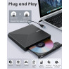 Graveur DVD Externe USB 3.0 Type-C, Plug and Play CD/DVD +/-RW Drive, Mince Lecteur CD DVD Externe pour PC Portable de Bureau iM