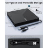 Graveur DVD Externe USB 3.0 Type-C, Plug and Play CD/DVD +/-RW Drive, Mince Lecteur CD DVD Externe pour PC Portable de Bureau iM