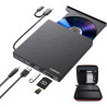 Lecteur CD Externe pour PC, USB 3.0 Type C CD/DVD +/-RW Graveur DVD Externe avec Lecteur de Carte SD/TF, Mince Lecteur DVD Exter