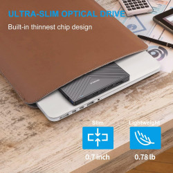Lecteur CD DVD Externe pour PC, USB 3.0 et Type-C CD/DVD +/-RW Graveur Enregistreur, Mince Graveur DVD Externe pour PC Laptop De