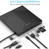 Lecteur CD DVD Externe pour PC, USB 3.0 et Type-C CD/DVD +/-RW Graveur Enregistreur, Mince Graveur DVD Externe pour PC Laptop De