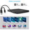 Lecteur CD DVD Externe pour PC, USB 3.0 et Type-C CD/DVD +/-RW Graveur Enregistreur, Mince Graveur DVD Externe pour PC Laptop De