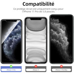 NEW'C Lot de 4, 2 x Verre Trempé pour iPhone 11 Pro et 2 x Protection Ecran Caméra Arrière -sans Bulles d'air -Ultra Résistant -