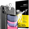NEW'C Lot de 4, 2 x Verre Trempé pour iPhone 11 et 2 x Protection Caméra Arrière -sans Bulles d'air -Ultra Résistant - Dureté 9H