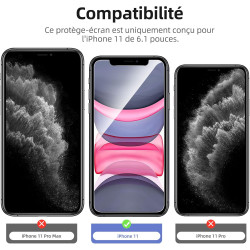 NEW'C Lot de 4, 2 x Verre Trempé pour iPhone 11 et 2 x Protection Caméra Arrière -sans Bulles d'air -Ultra Résistant - Dureté 9H