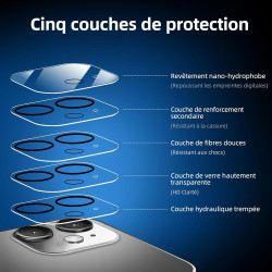 NEW'C Lot de 4, 2 x Verre Trempé pour iPhone 11 et 2 x Protection Caméra Arrière -sans Bulles d'air -Ultra Résistant - Dureté 9H