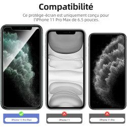 NEW'C Lot de 4, 2 x Verre Trempé pour iPhone 11 Pro Max et 2 x Protection Caméra Arrière - sans Bulles d'air -Ultra Résistant - 