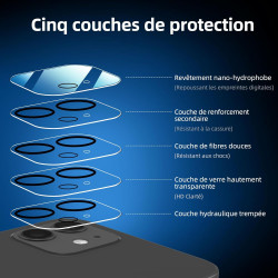 NEW'C Lot de 4, 2 x Verre Trempé pour iPhone 12 Mini et 2 x Protection Ecran Caméra Arrière - sans Bulles d'air -Ultra Résistant