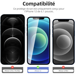NEW'C Lot de 4, 2 x Verre Trempé pour iPhone 12 et 2 x Protection Ecran Caméra Arrière -sans Bulles d'air -Ultra Résistant - Dur