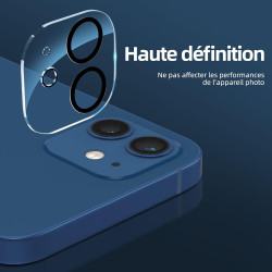 NEW'C Lot de 4, 2 x Verre Trempé pour iPhone 12 et 2 x Protection Ecran Caméra Arrière -sans Bulles d'air -Ultra Résistant - Dur