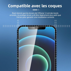NEW'C Lot de 4, 2 x Verre Trempé pour iPhone 12 et 2 x Protection Ecran Caméra Arrière -sans Bulles d'air -Ultra Résistant - Dur