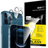 NEW'C Lot de 4, 2 x Verre Trempé pour iPhone 12 Pro et 2 x Protection Caméra Arrière -sans Bulles d'air -Ultra Résistant - Duret