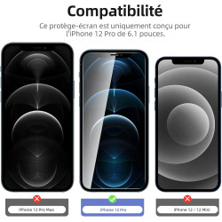 NEW'C Lot de 4, 2 x Verre Trempé pour iPhone 12 Pro et 2 x Protection Caméra Arrière -sans Bulles d'air -Ultra Résistant - Duret
