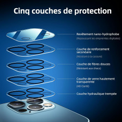 NEW'C Lot de 4, 2 x Verre Trempé pour iPhone 12 Pro et 2 x Protection Caméra Arrière -sans Bulles d'air -Ultra Résistant - Duret