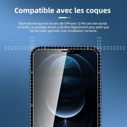 NEW'C Lot de 4, 2 x Verre Trempé pour iPhone 12 Pro et 2 x Protection Caméra Arrière -sans Bulles d'air -Ultra Résistant - Duret