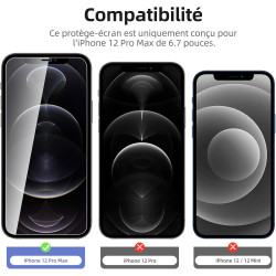 NEW'C Lot de 4, 2 x Verre Trempé pour iPhone 12 Pro Max et 2 x Protection Caméra Arrière -sans Bulles d'air -Ultra Résistant - D