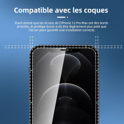 NEW'C Lot de 4, 2 x Verre Trempé pour iPhone 12 Pro Max et 2 x Protection Caméra Arrière -sans Bulles d'air -Ultra Résistant - D