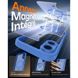 TOCOL Coque Magnétique pour iPhone 16 6,1 Pouces, Compatible avec MagSafe, Protection de l'objectif améliorée, Coque Mat Translu