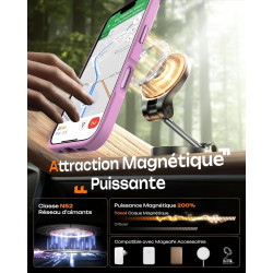 TOCOL Coque Magnétique pour iPhone 16 6,1 Pouces, Compatible avec MagSafe, Protection de l'objectif améliorée, Coque Mat Translu