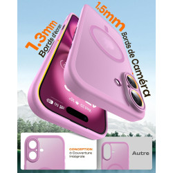 TOCOL Coque Magnétique pour iPhone 16 6,1 Pouces, Compatible avec MagSafe, Protection de l'objectif améliorée, Coque Mat Translu