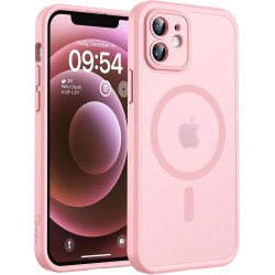 TOCOL Coque Magnétique pour iPhone 12 6,1 Pouces, Compatible avec MagSafe, Protection de l'objectif améliorée, Coque Mat Translu