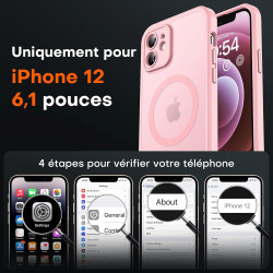 TOCOL Coque Magnétique pour iPhone 12 6,1 Pouces, Compatible avec MagSafe, Protection de l'objectif améliorée, Coque Mat Translu