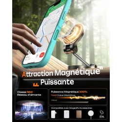 TOCOL Coque Magnétique pour iPhone 16 6,1 Pouces, Compatible avec MagSafe, Protection de l'objectif améliorée, Coque Mat Translu