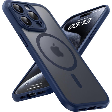 TOCOL Coque Magnétique pour iPhone 15 Pro Max 6,7 Pouces, Compatible avec MagSafe, Protection de l'objectif améliorée, Coque Mat