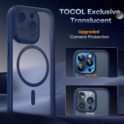 TOCOL Coque Magnétique pour iPhone 15 Pro Max 6,7 Pouces, Compatible avec MagSafe, Protection de l'objectif améliorée, Coque Mat