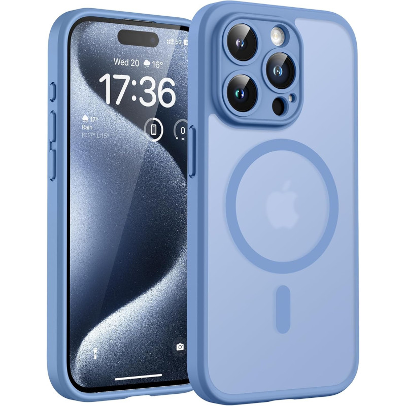 TOCOL Coque Magnétique pour iPhone 15 Pro Max 6,7 Pouces, Compatible avec MagSafe, Protection de l'objectif améliorée, Coque Mat