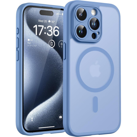 TOCOL Coque Magnétique pour iPhone 15 Pro Max 6,7 Pouces, Compatible avec MagSafe, Protection de l'objectif améliorée, Coque Mat