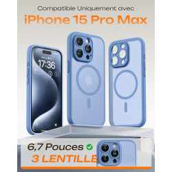 TOCOL Coque Magnétique pour iPhone 15 Pro Max 6,7 Pouces, Compatible avec MagSafe, Protection de l'objectif améliorée, Coque Mat