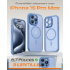 TOCOL Coque Magnétique pour iPhone 15 Pro Max 6,7 Pouces, Compatible avec MagSafe, Protection de l'objectif améliorée, Coque Mat