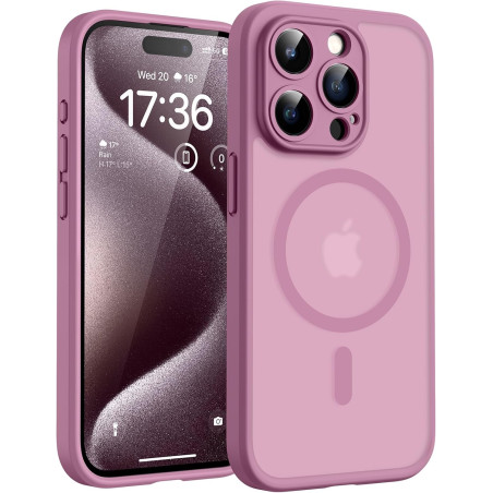 TOCOL Coque Magnétique pour iPhone 15 Pro Max 6,7 Pouces, Compatible avec MagSafe, Protection de l'objectif améliorée, Coque Mat