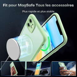 TOCOL Coque Magnétique pour iPhone 11 6,1 Pouces, Compatible avec MagSafe, Protection de l'objectif améliorée, Coque Mat Translu