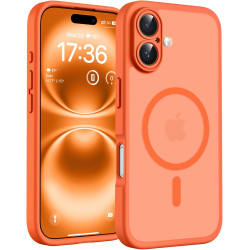 Tocol coque magnétique pour iphone 16 6,1 pouces, compatible avec magsafe, protection de l'objectif améliorée, coque mat translu