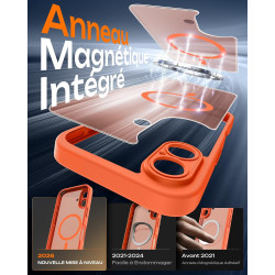 Tocol coque magnétique pour iphone 16 6,1 pouces, compatible avec magsafe, protection de l'objectif améliorée, coque mat translu