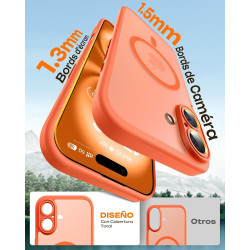 Tocol coque magnétique pour iphone 16 6,1 pouces, compatible avec magsafe, protection de l'objectif améliorée, coque mat translu