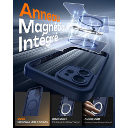 TOCOL Coque Magnétique pour iPhone 12 6,1 Pouces, Compatible avec MagSafe, Protection de l'objectif améliorée, Coque Mat Translu