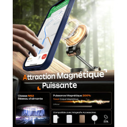 TOCOL Coque Magnétique pour iPhone 12 6,1 Pouces, Compatible avec MagSafe, Protection de l'objectif améliorée, Coque Mat Translu