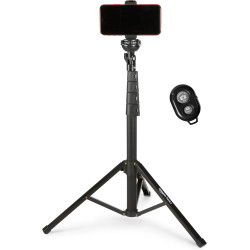 Amazon Basics Trépied Extensible pour Téléphone et Perche à Selfie 162,0cm, avec Télécommande sans Fil, Noir