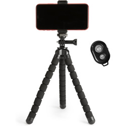 Amazon Basics Trépied Portable et Flexible 25,0cm avec Télécommande sans Fil et Support pour Téléphone, Noir