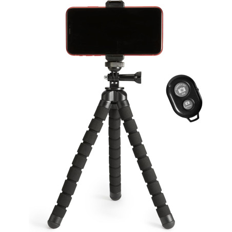 Amazon Basics Trépied Portable et Flexible 25,0cm avec Télécommande sans Fil et Support pour Téléphone, Noir