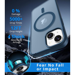 Magnétique Coque pour iPhone 15 avec 1 Verre Trempé, Compatible avec MagSafe, Protection Contre Les Chutes de qualité Militaire,