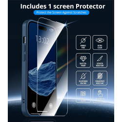 Magnétique Coque pour iPhone 15 avec 1 Verre Trempé, Compatible avec MagSafe, Protection Contre Les Chutes de qualité Militaire,