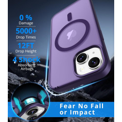 Magnétique Coque pour iPhone 15 avec 1 Verre Trempé, Compatible avec MagSafe, Protection Contre Les Chutes de qualité Militaire,